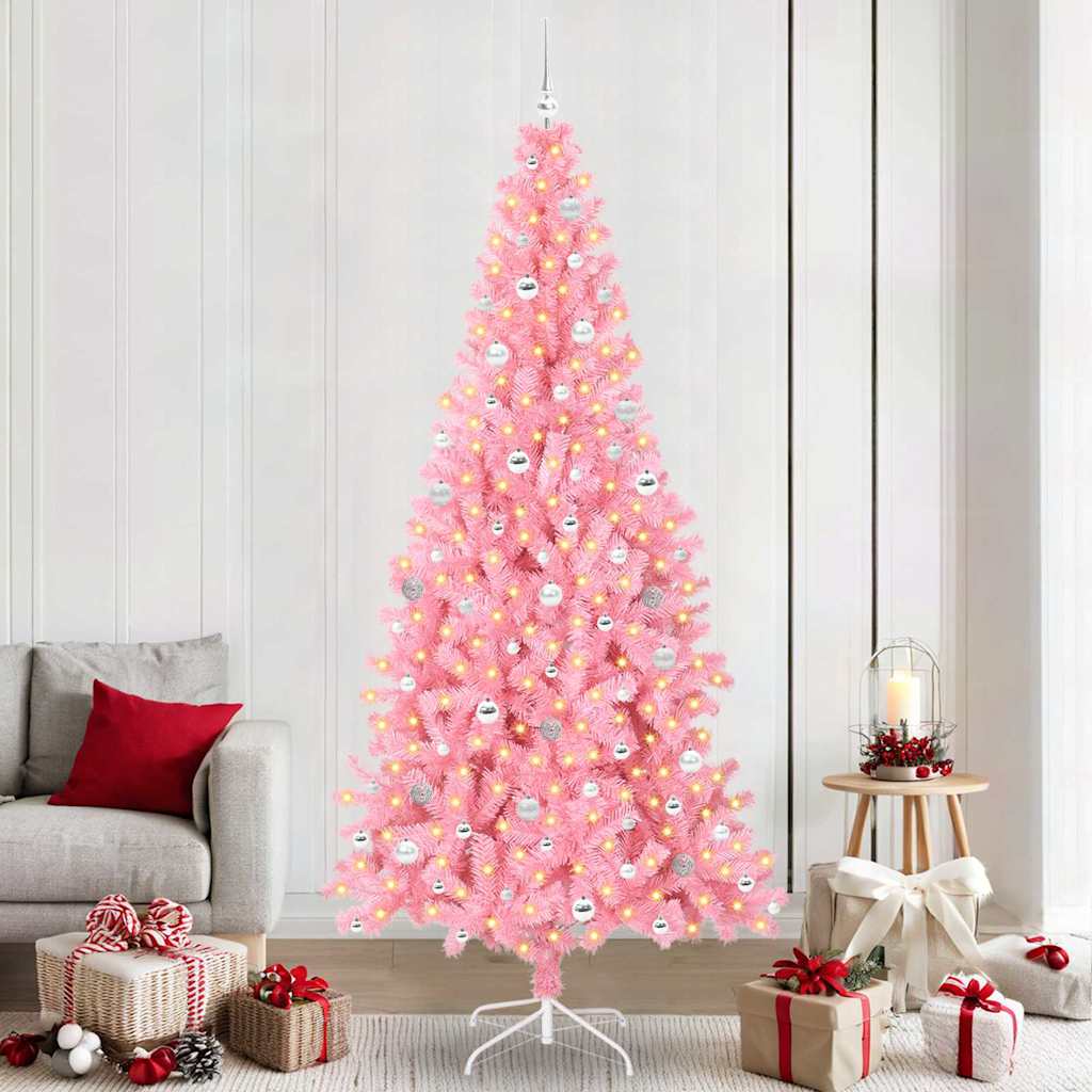 Christmas Tree with 300 LEDs with Stand Pink 240 cm PVC