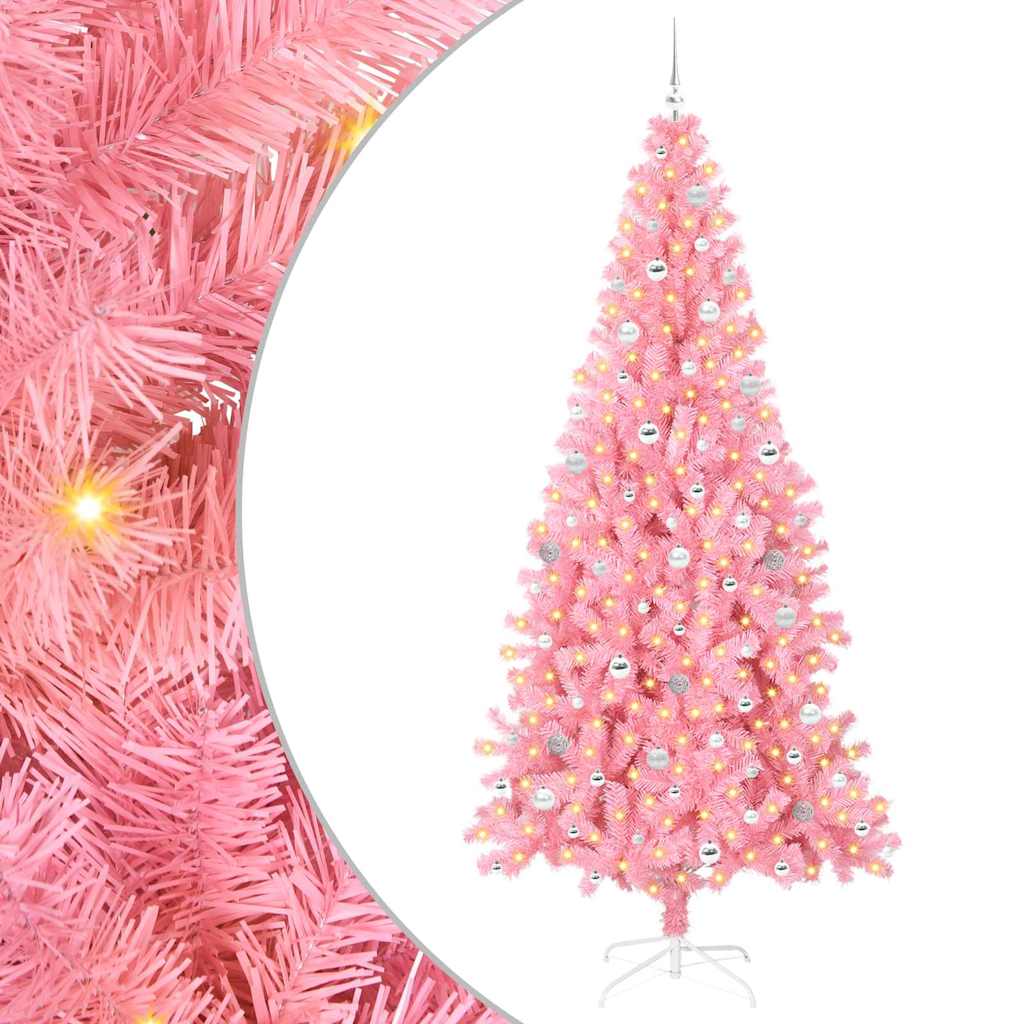 Christmas Tree with 300 LEDs with Stand Pink 240 cm PVC