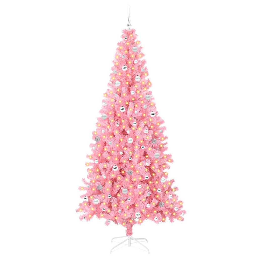 Christmas Tree with 300 LEDs with Stand Pink 240 cm PVC