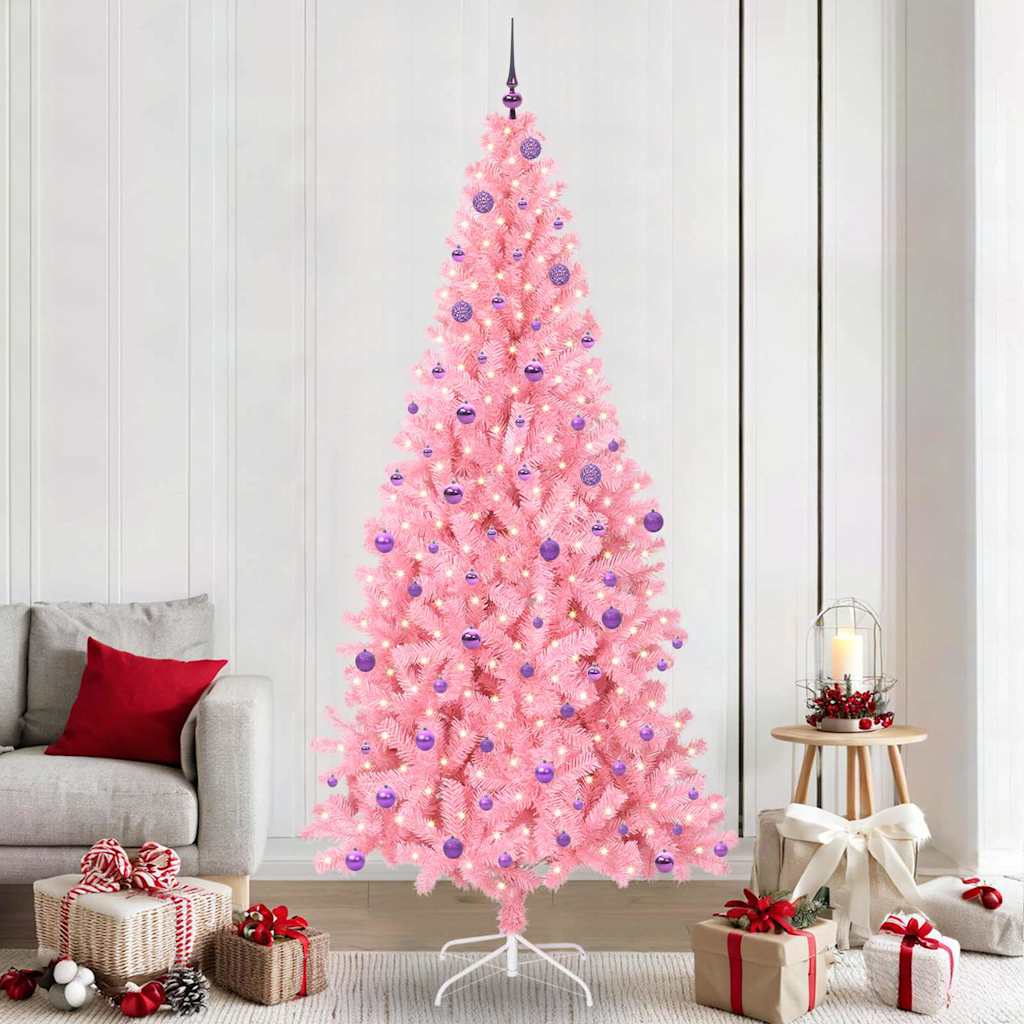 Christmas Tree with 300 LEDs with Stand Pink 240 cm PVC