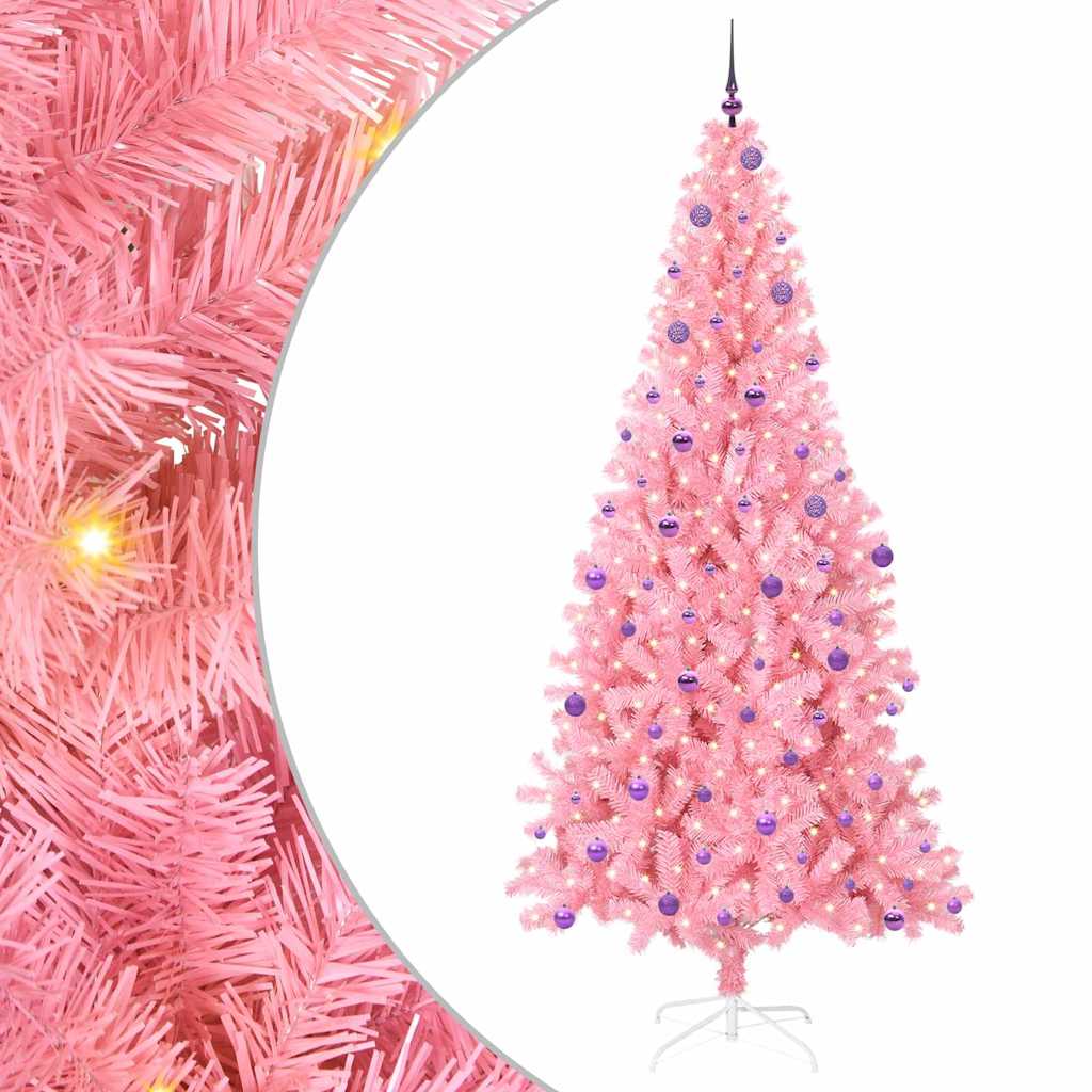 Christmas Tree with 300 LEDs with Stand Pink 240 cm PVC