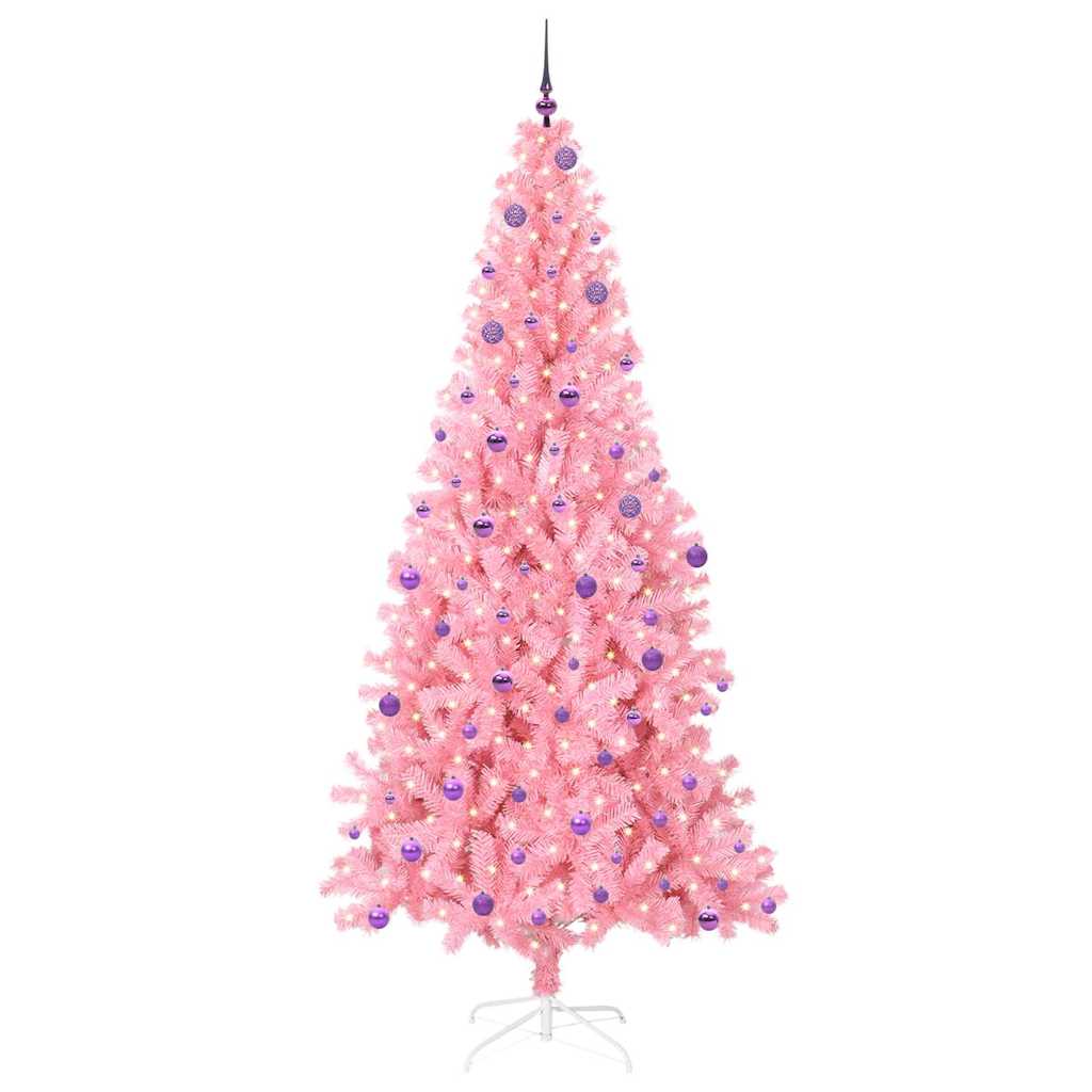 Christmas Tree with 300 LEDs with Stand Pink 240 cm PVC