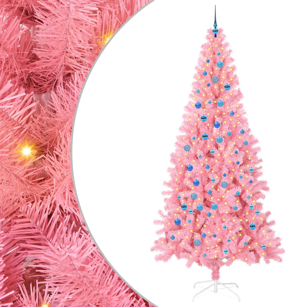 Christmas Tree with 300 LEDs with Stand Pink 240 cm PVC