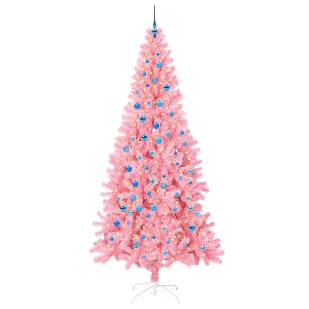 Christmas Tree with 300 LEDs with Stand Pink 240 cm PVC