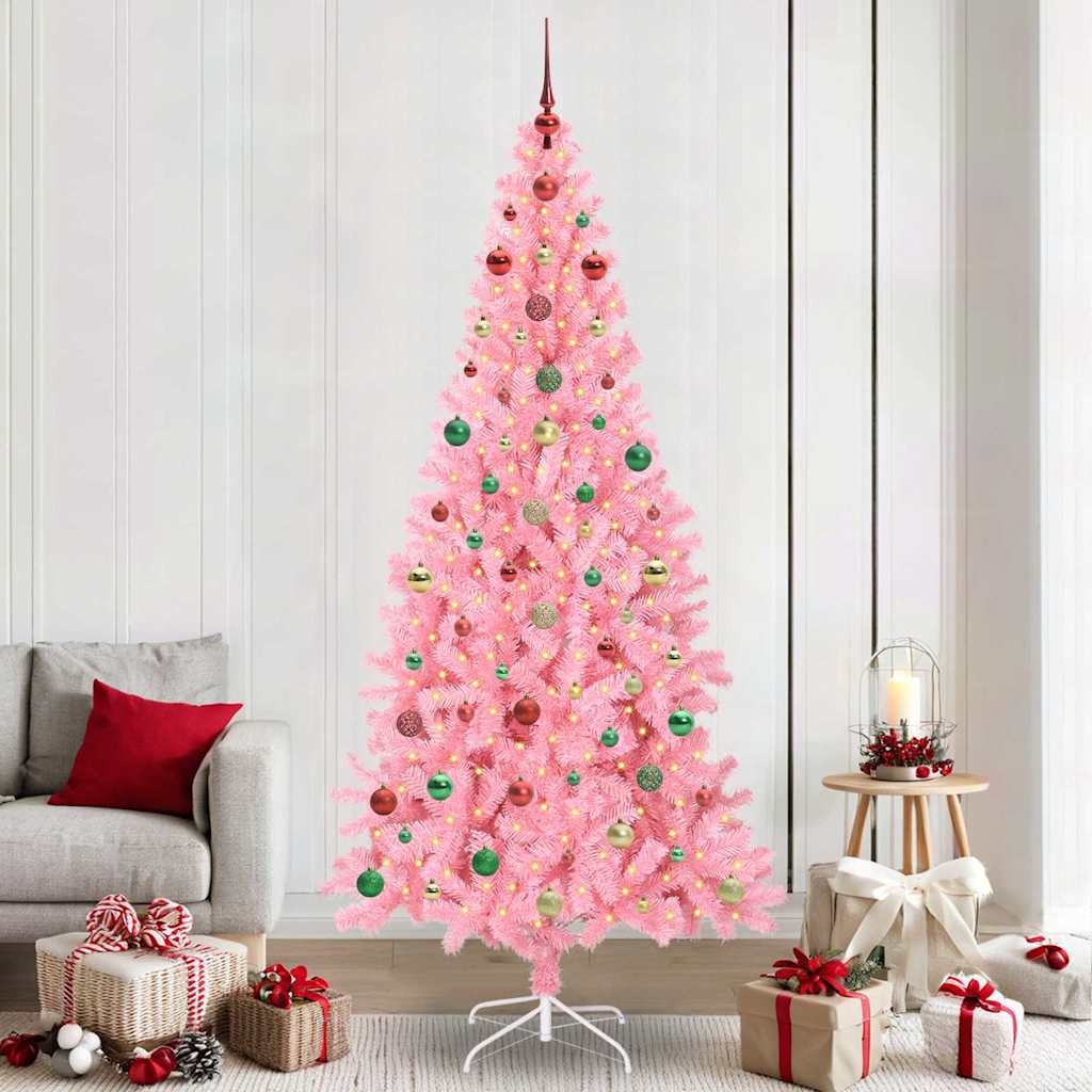 Christmas Tree with 300 LEDs with Stand Pink 240 cm PVC