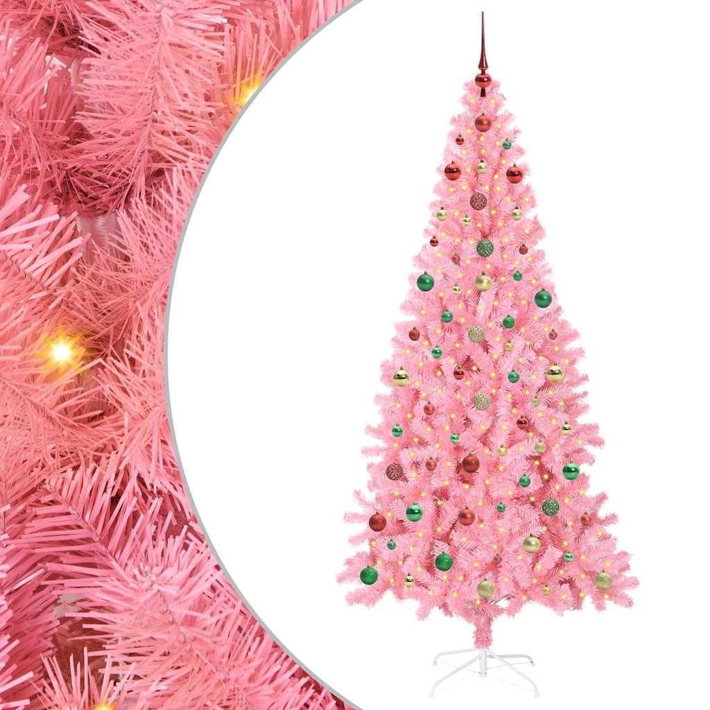 Christmas Tree with 300 LEDs with Stand Pink 240 cm PVC