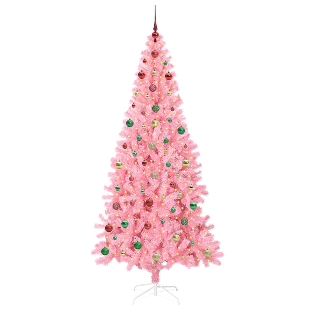 Christmas Tree with 300 LEDs with Stand Pink 240 cm PVC