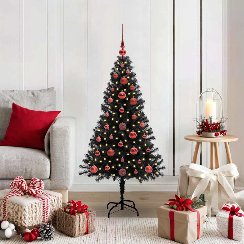 Christmas Tree with 150 LEDs with Stand Black 120 cm PVC