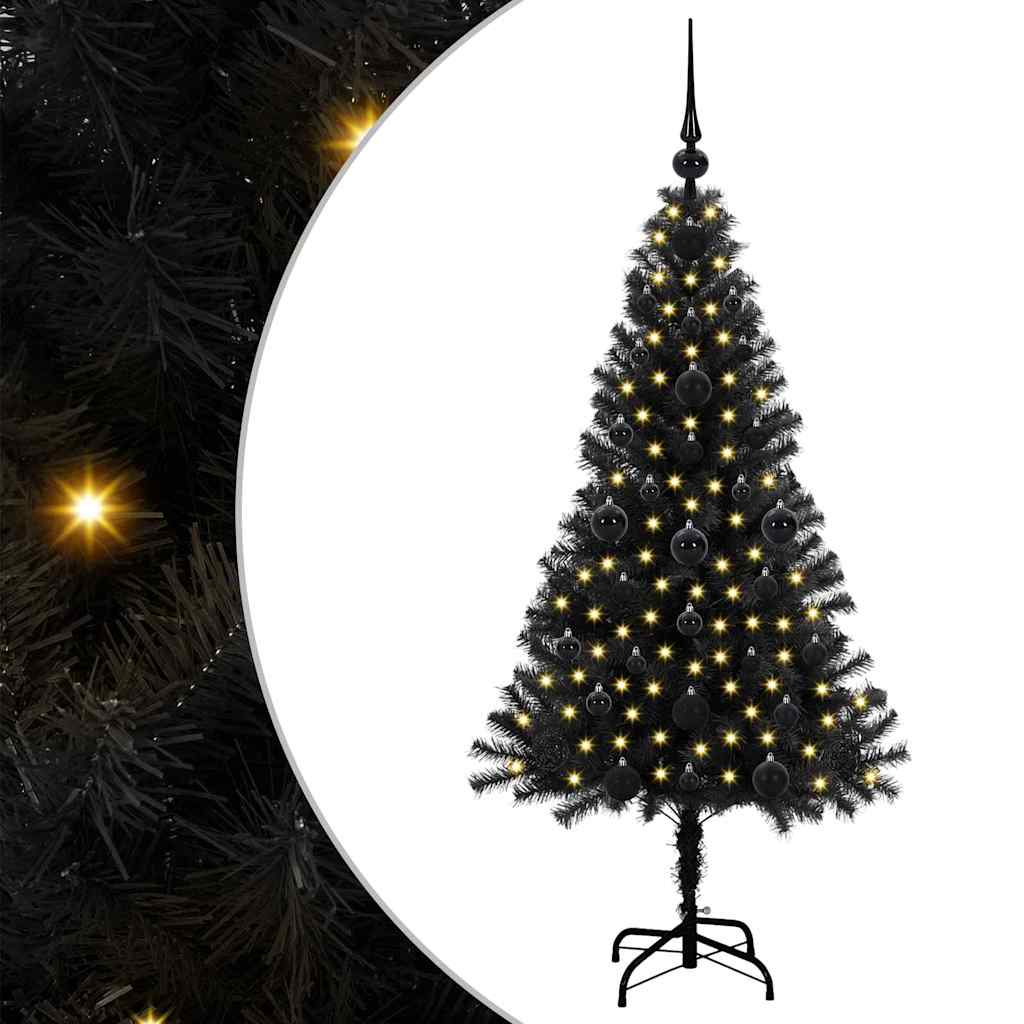 Christmas Tree with 150 LEDs with Stand Black 120 cm PVC