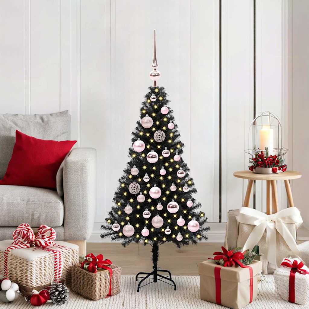Christmas Tree with 150 LEDs with Stand Black 120 cm PVC