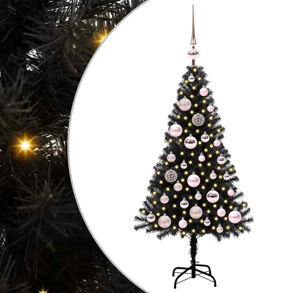 Christmas Tree with 150 LEDs with Stand Black 120 cm PVC