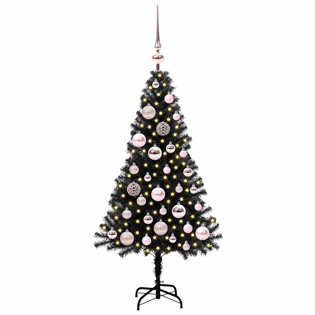 Christmas Tree with 150 LEDs with Stand Black 120 cm PVC