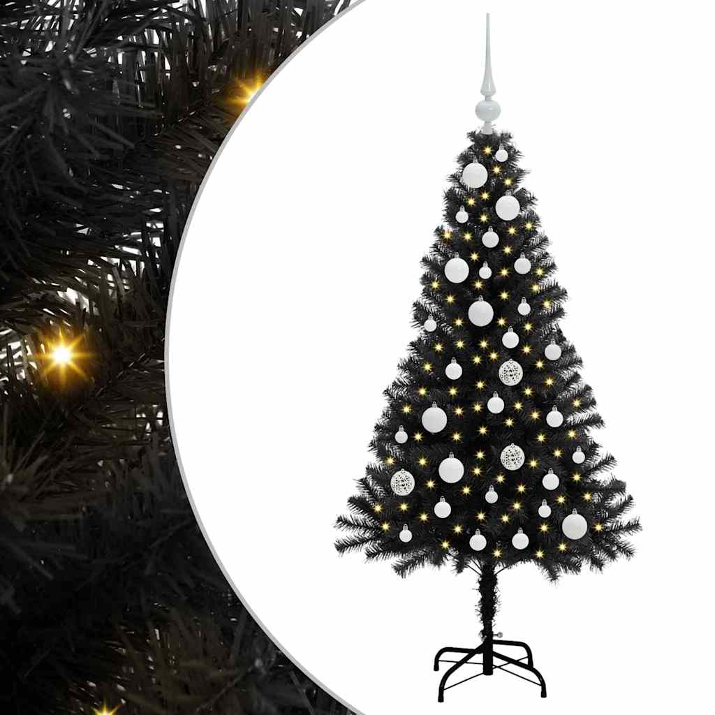 Christmas Tree with 150 LEDs with Stand Black 120 cm PVC