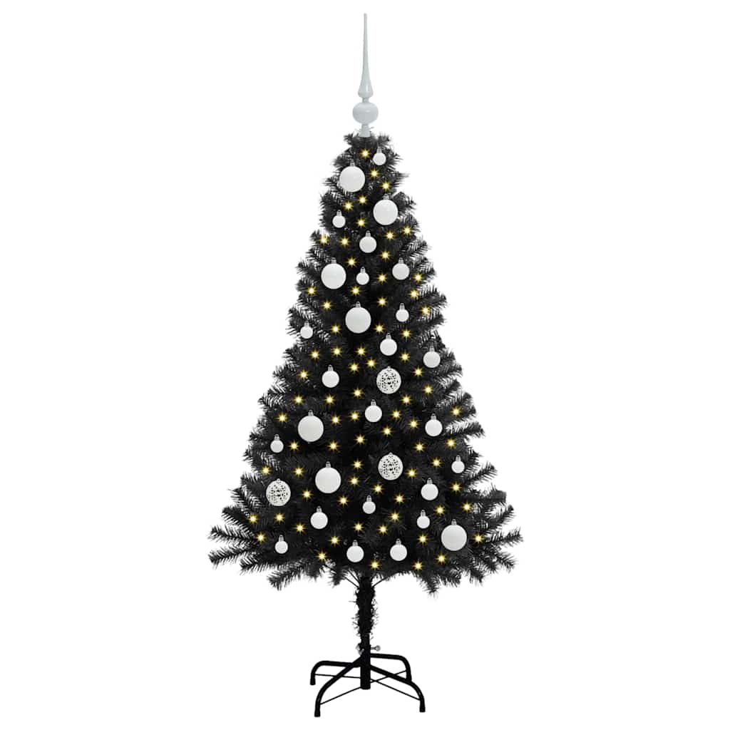 Christmas Tree with 150 LEDs with Stand Black 120 cm PVC