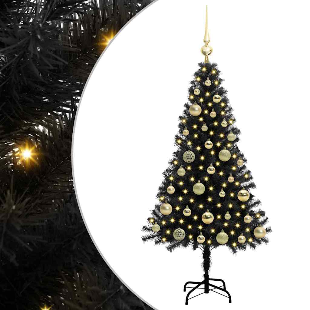 Christmas Tree with 150 LEDs with Stand Black 120 cm PVC