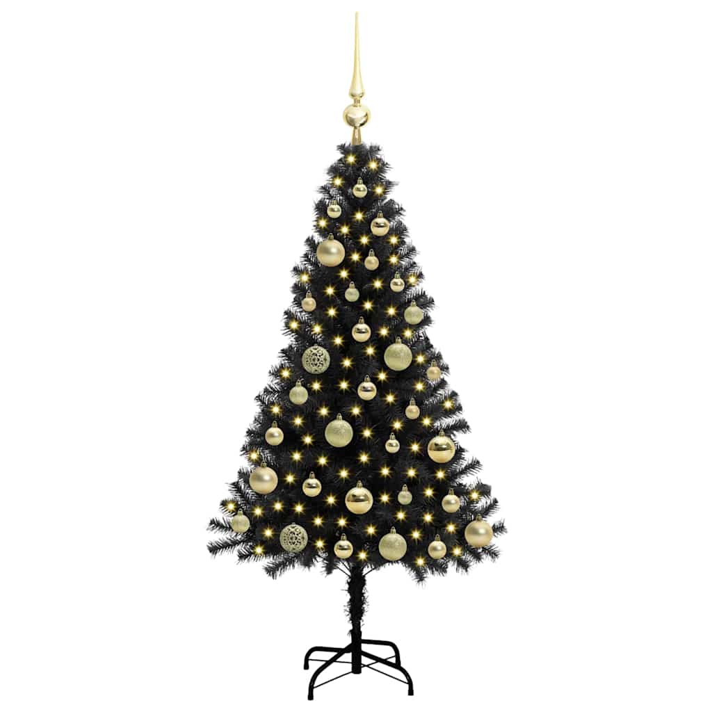 Christmas Tree with 150 LEDs with Stand Black 120 cm PVC