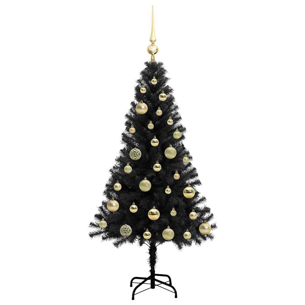Christmas Tree with 150 LEDs with Stand Black 120 cm PVC