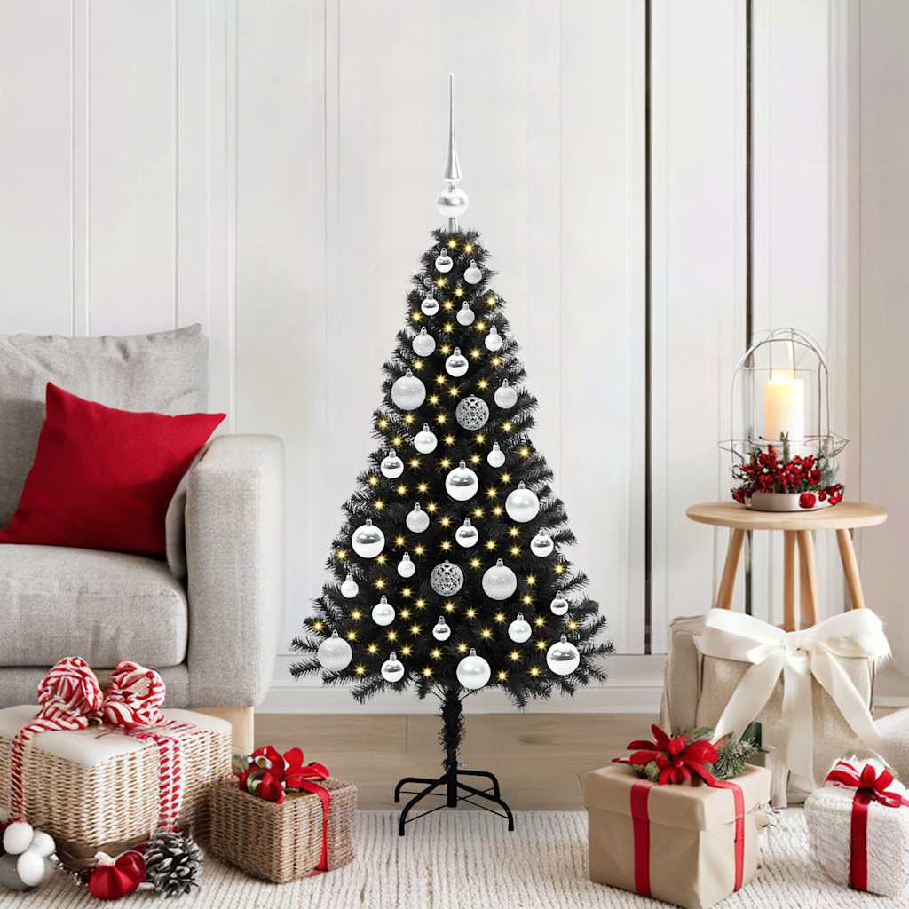 Christmas Tree with 150 LEDs with Stand Black 120 cm PVC