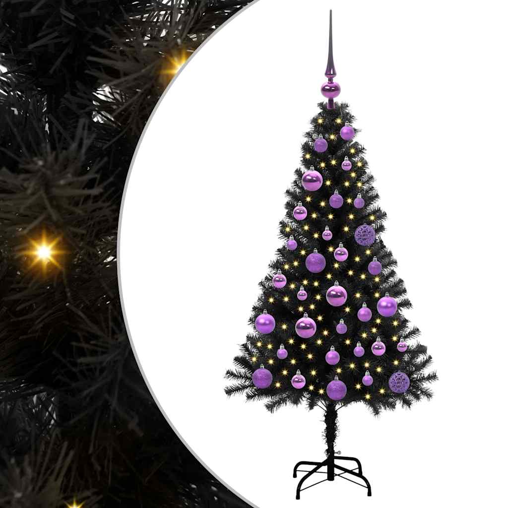 Christmas Tree with 150 LEDs with Stand Black 120 cm PVC