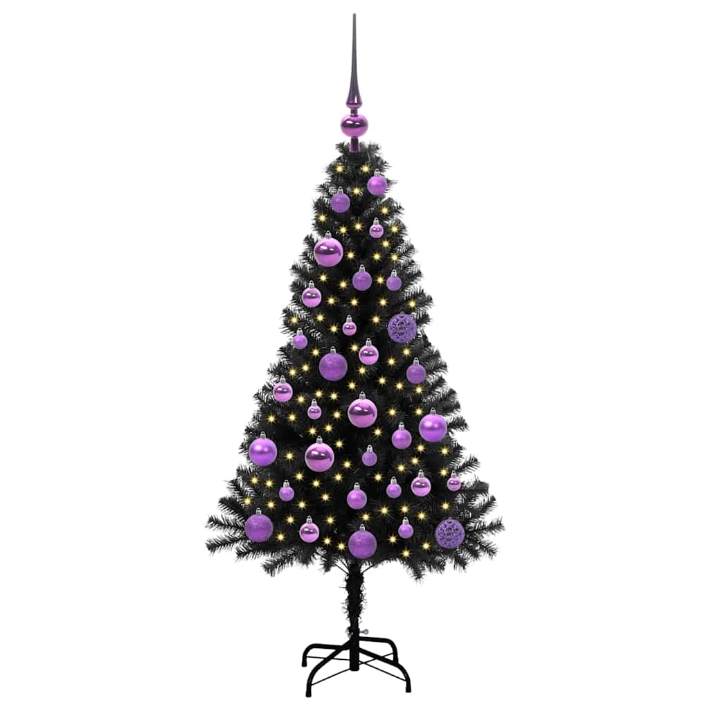 Christmas Tree with 150 LEDs with Stand Black 120 cm PVC