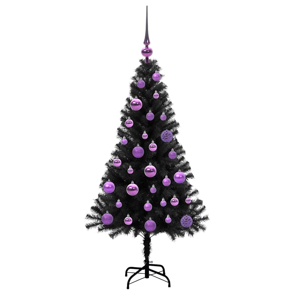 Christmas Tree with 150 LEDs with Stand Black 120 cm PVC