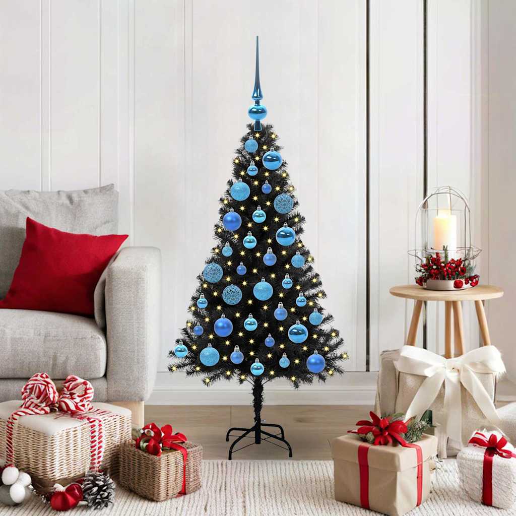Christmas Tree with 150 LEDs with Stand Black 120 cm PVC