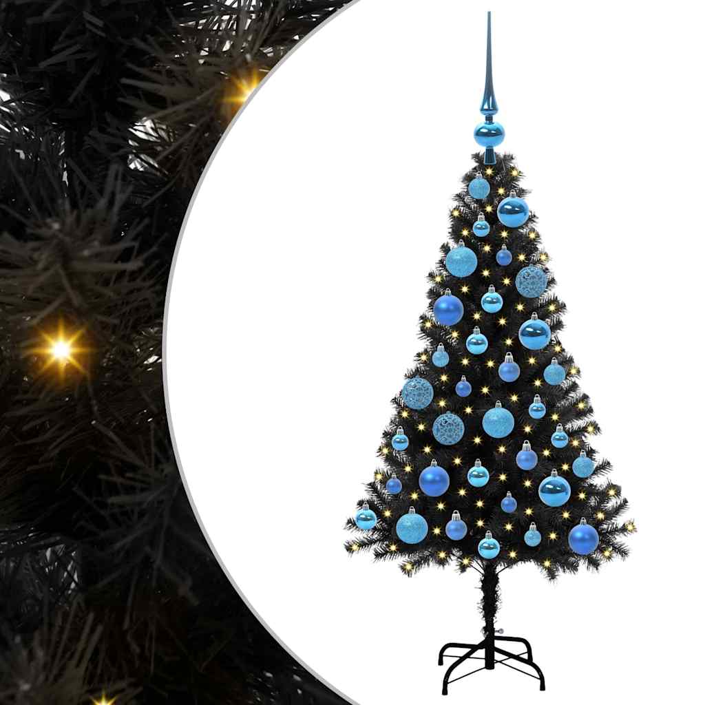 Christmas Tree with 150 LEDs with Stand Black 120 cm PVC