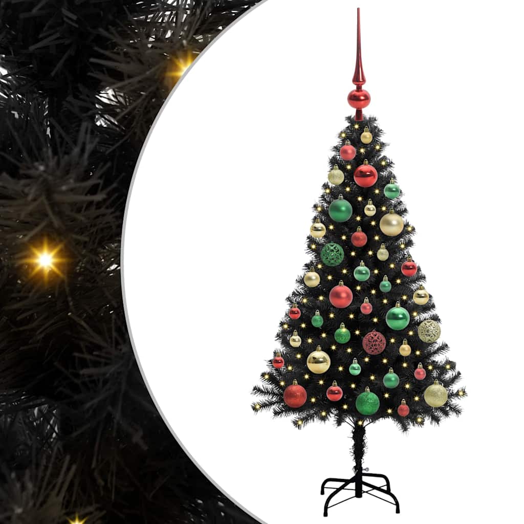 Christmas Tree with 150 LEDs with Stand Black 120 cm PVC