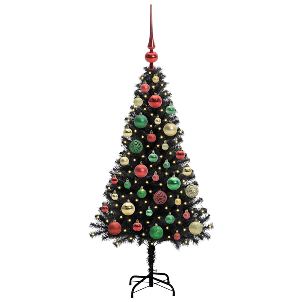 Christmas Tree with 150 LEDs with Stand Black 120 cm PVC