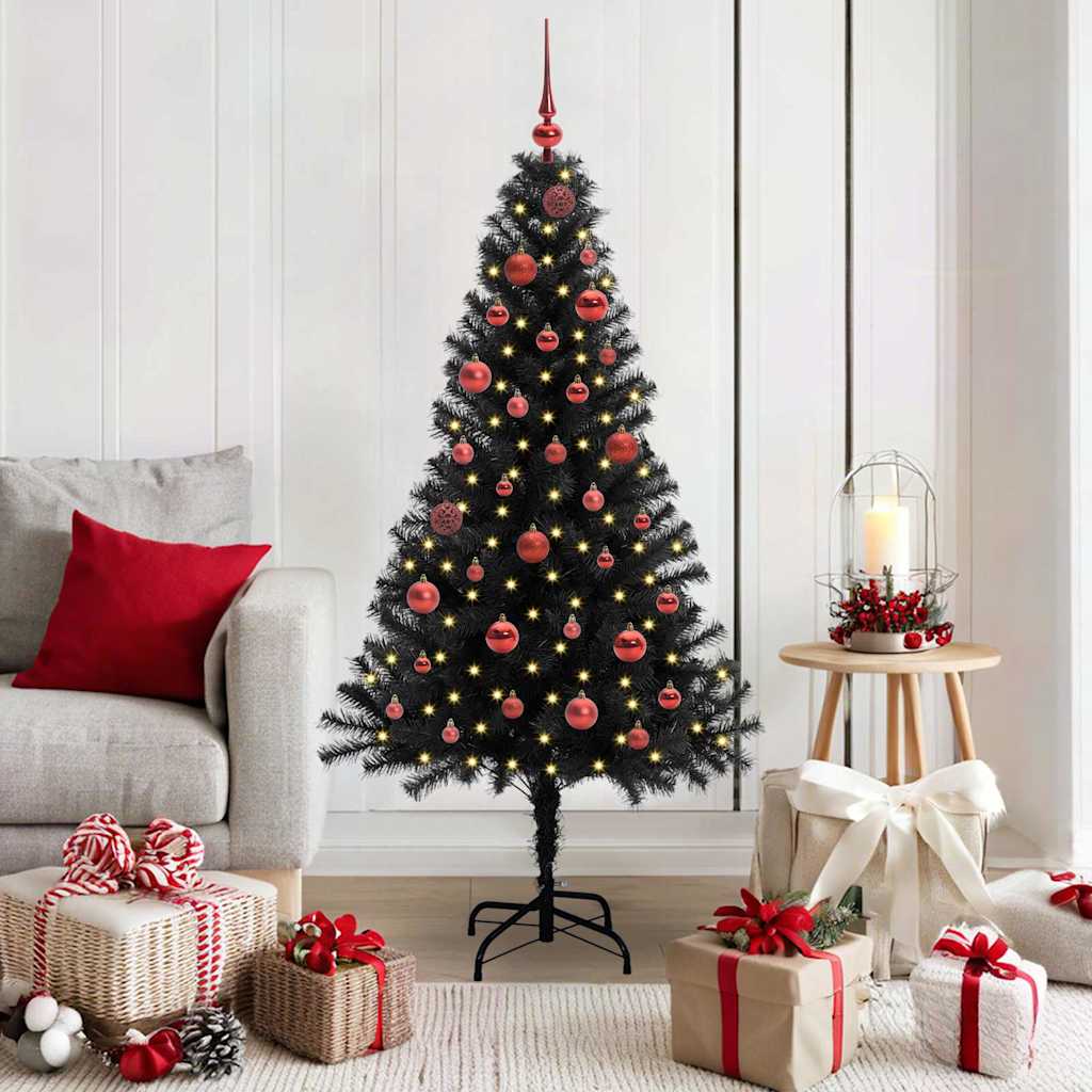 Christmas Tree with 150 LEDs with Stand Black 150 cm PVC