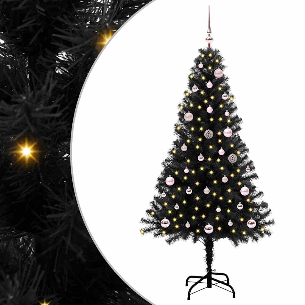 Christmas Tree with 150 LEDs with Stand Black 150 cm PVC