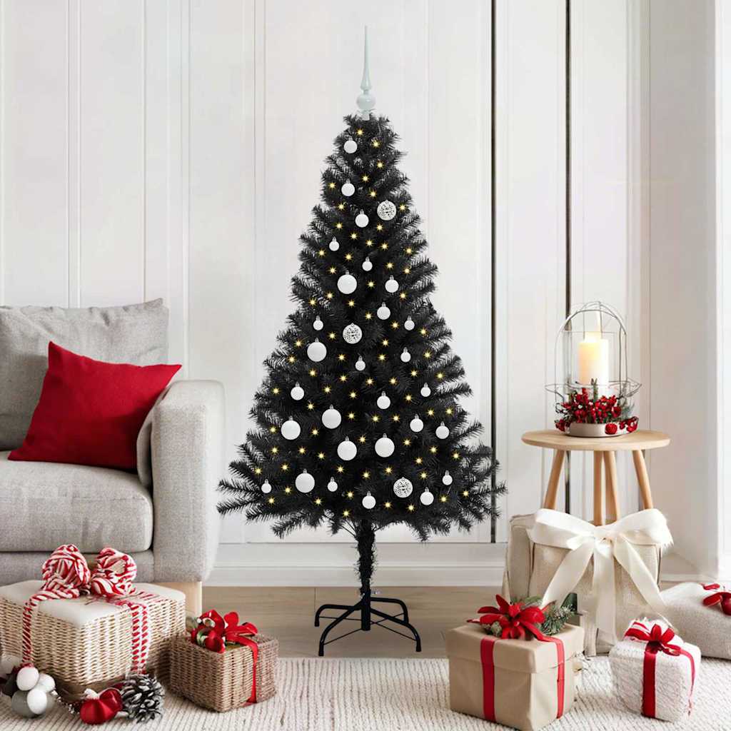 Christmas Tree with 150 LEDs with Stand Black 150 cm PVC