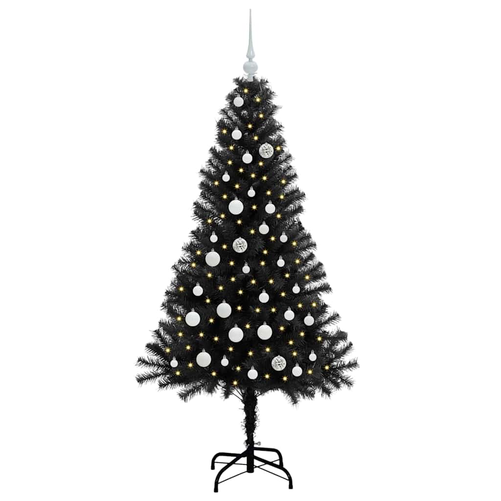 Christmas Tree with 150 LEDs with Stand Black 150 cm PVC