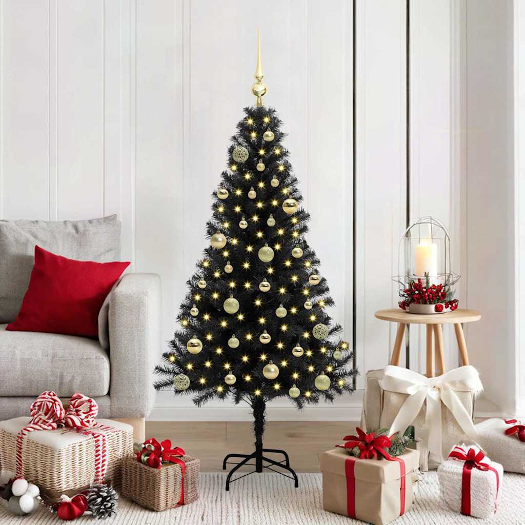 Christmas Tree with 150 LEDs with Stand Black 150 cm PVC