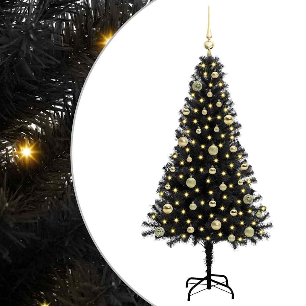 Christmas Tree with 150 LEDs with Stand Black 150 cm PVC