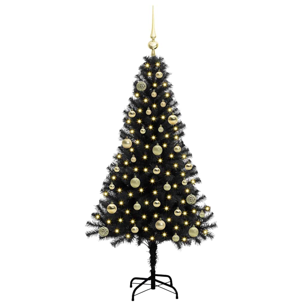 Christmas Tree with 150 LEDs with Stand Black 150 cm PVC