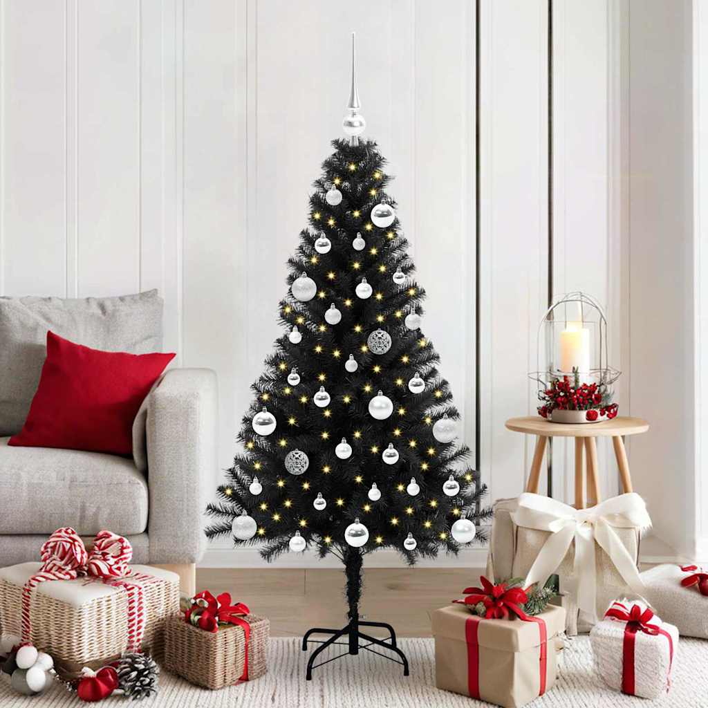 Christmas Tree with 150 LEDs with Stand Black 150 cm PVC