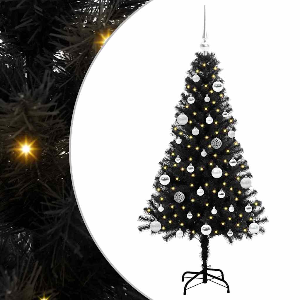 Christmas Tree with 150 LEDs with Stand Black 150 cm PVC