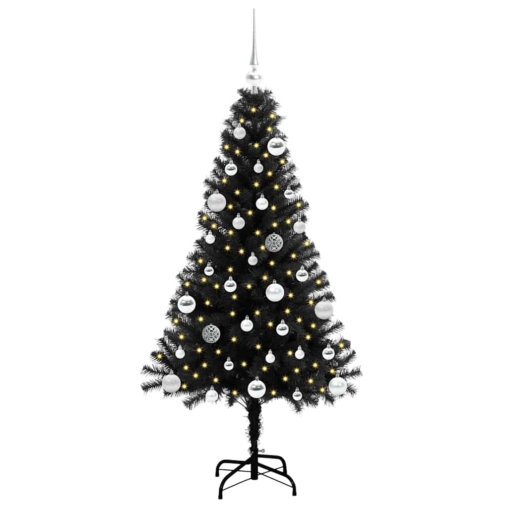 Christmas Tree with 150 LEDs with Stand Black 150 cm PVC