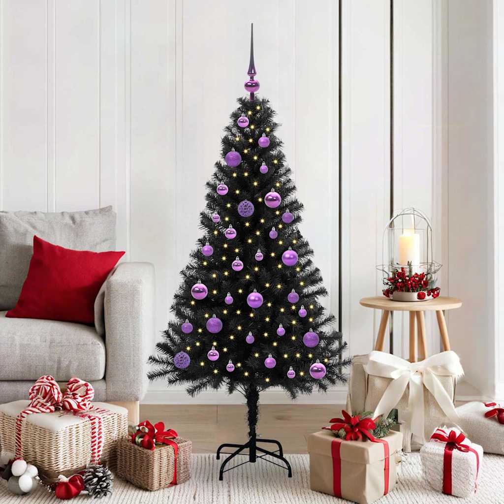 Christmas Tree with 150 LEDs with Stand Black 150 cm PVC