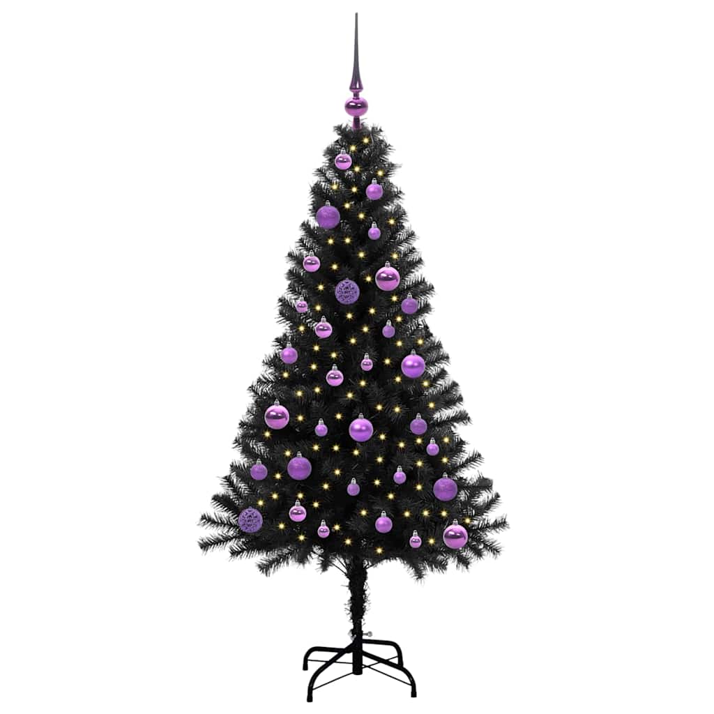 Christmas Tree with 150 LEDs with Stand Black 150 cm PVC
