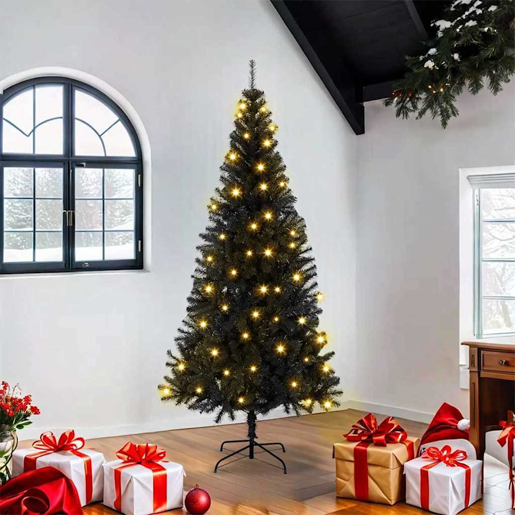 Christmas Tree with 300 LEDs with Stand Black 180 cm PVC