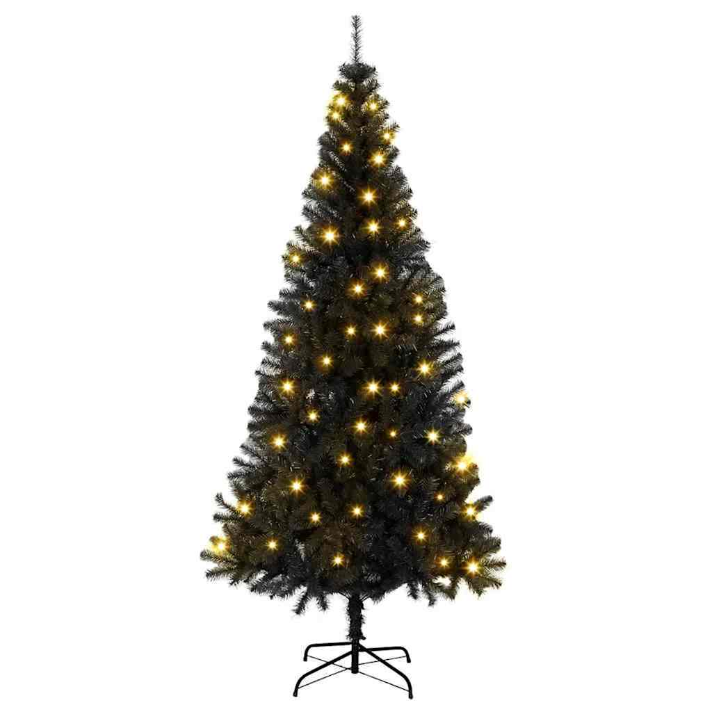 Christmas Tree with 300 LEDs with Stand Black 180 cm PVC