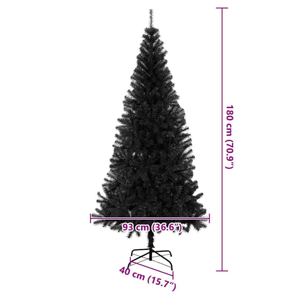 Christmas Tree with 300 LEDs with Stand Black 180 cm PVC