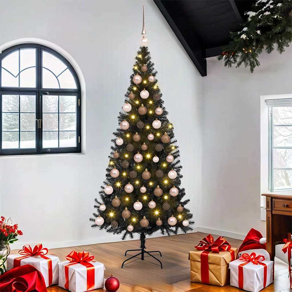 Christmas Tree with 300 LEDs with Stand Black 180 cm PVC
