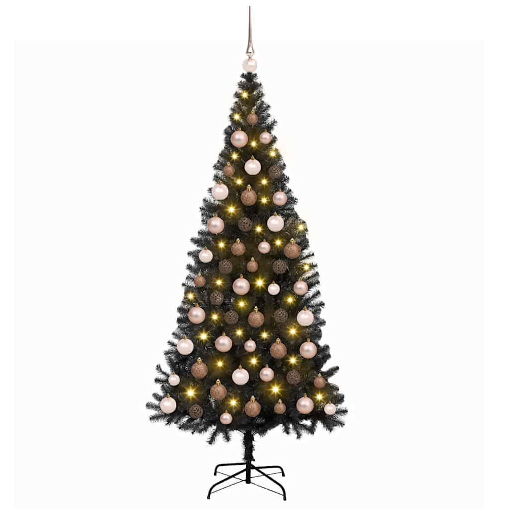 Christmas Tree with 300 LEDs with Stand Black 180 cm PVC