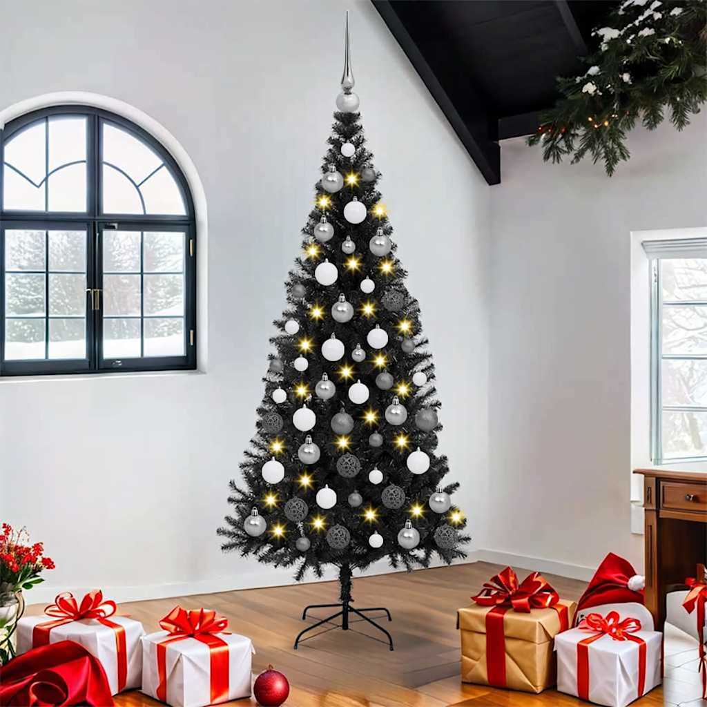 Christmas Tree with 300 LEDs with Stand Black 180 cm PVC
