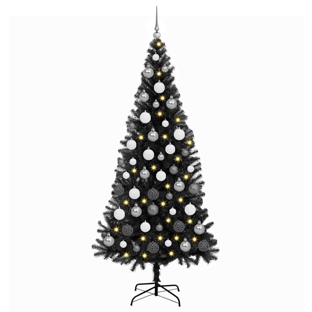 Christmas Tree with 300 LEDs with Stand Black 180 cm PVC