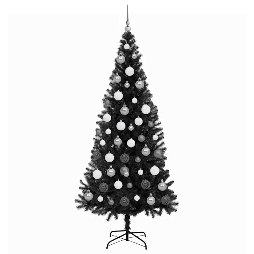 Christmas Tree with 300 LEDs with Stand Black 180 cm PVC