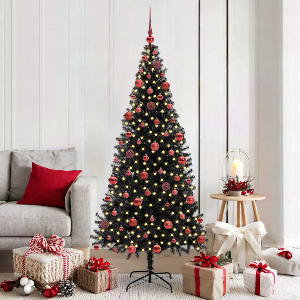 Christmas Tree with 300 LEDs with Stand Black 180 cm PVC